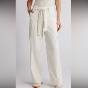 Madewell superwide griff utility pants cargo waist tie size 24 cream new